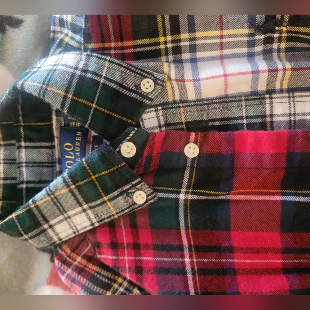 Polo Ralph Lauren Button Up Toddler Boys Plaid Red Green Christmas